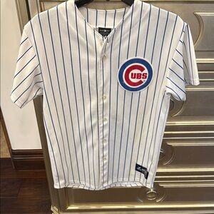 Majestic White and Blue Striped Jersey